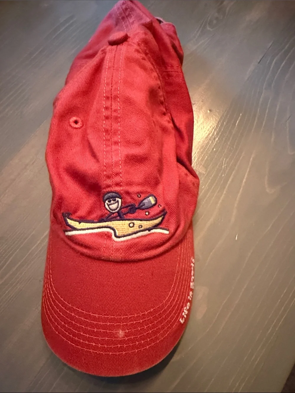 Life is Good Embroidered Kayak Baseball Cap - reddish orange